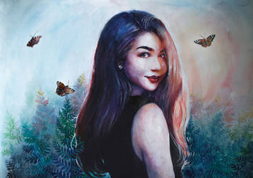 Girl And Butterflies