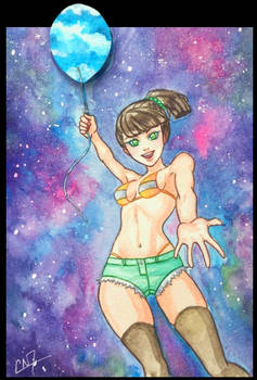 watercolor - galaxy girl