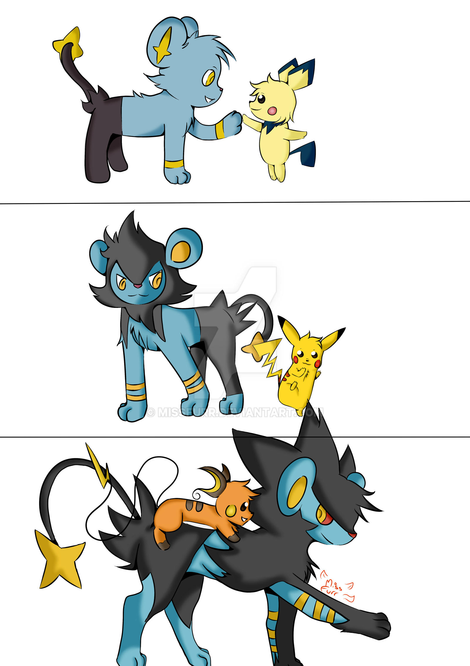 Raichu et Luxray by MissFurr on DeviantArt