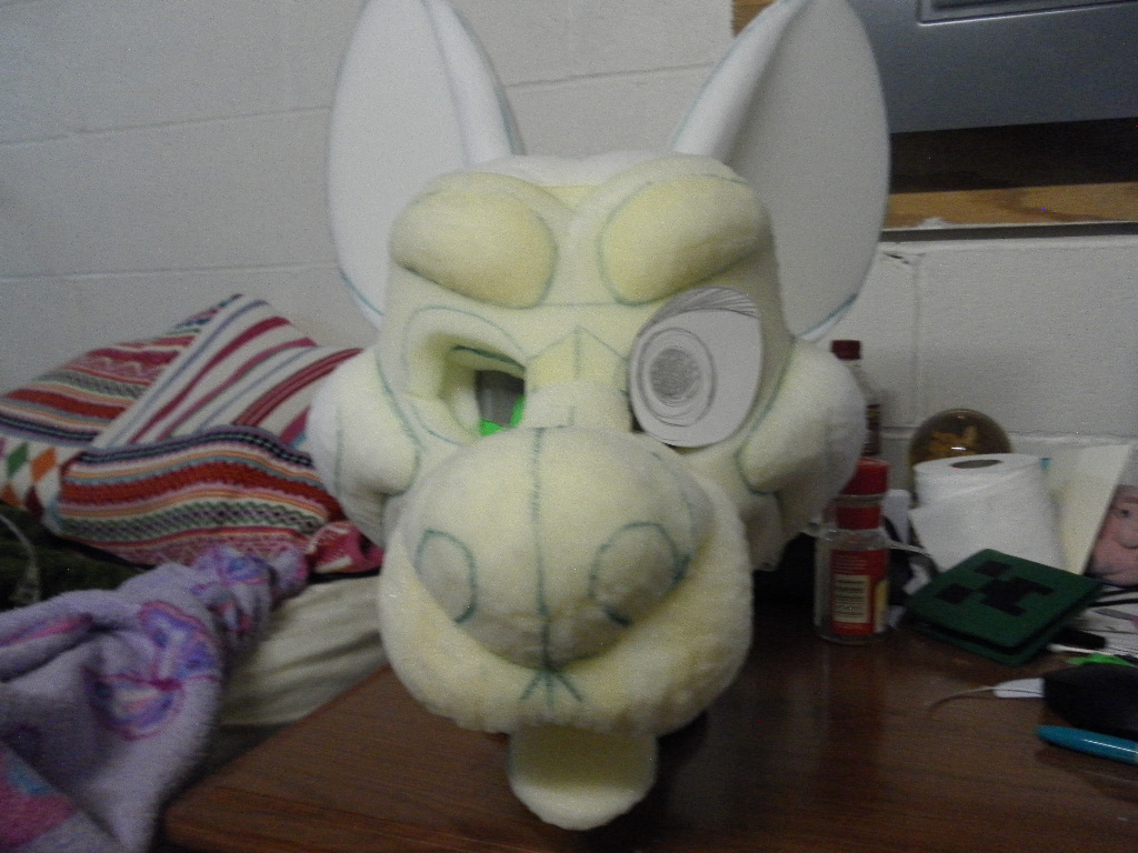 Hyena fursuit head WIP4