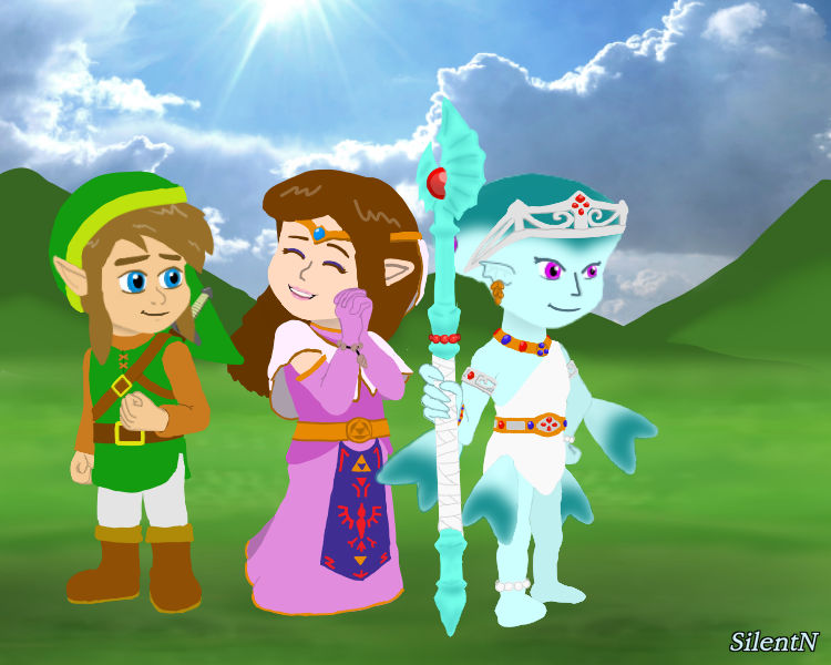 Link, Zelda and Ruto by Silent-N on DeviantArt