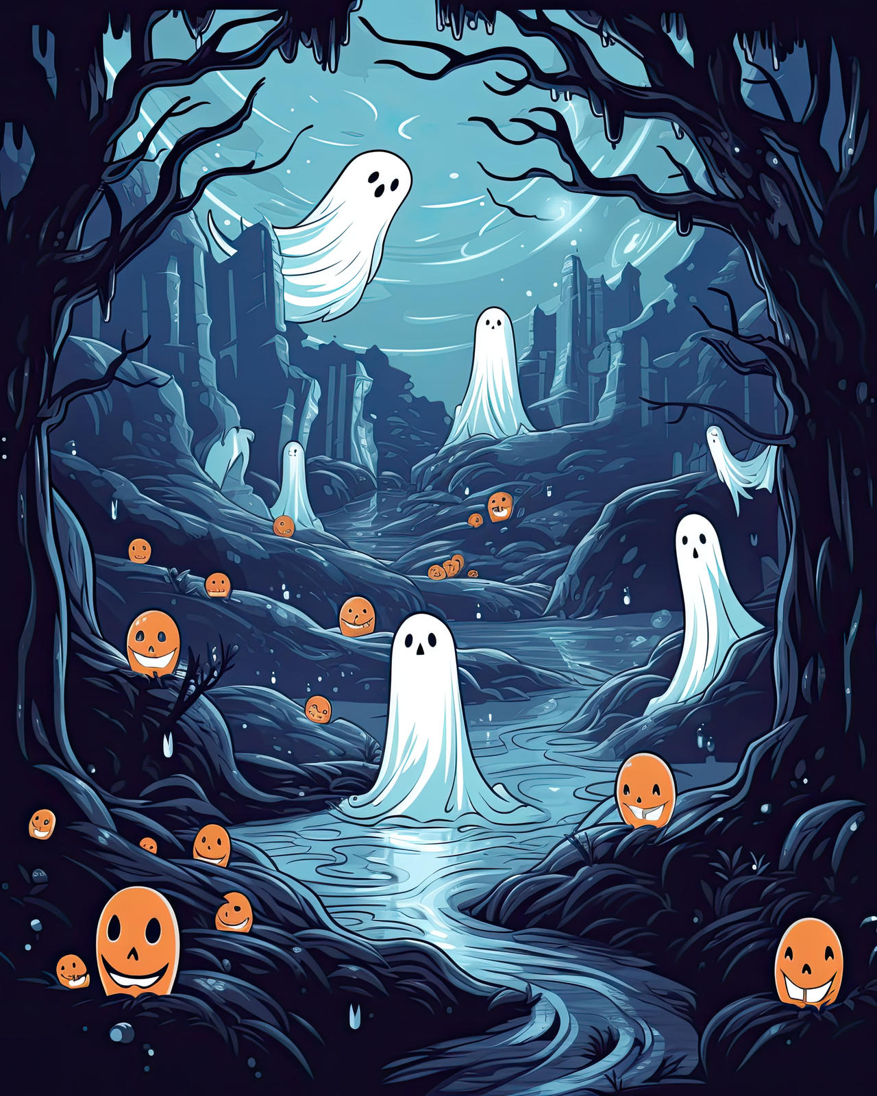 Ghost2d Ghost Forest - 2D Illustration by MegabyteConcept on DeviantArt