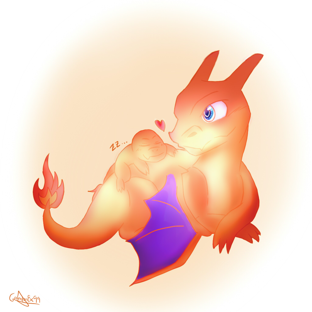 Charizard con su hijo