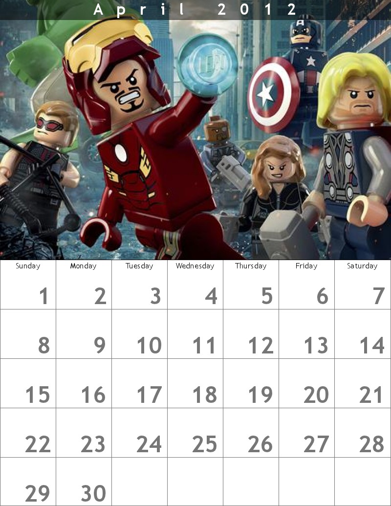 Lego Avengers Calendar by ict1099 on DeviantArt