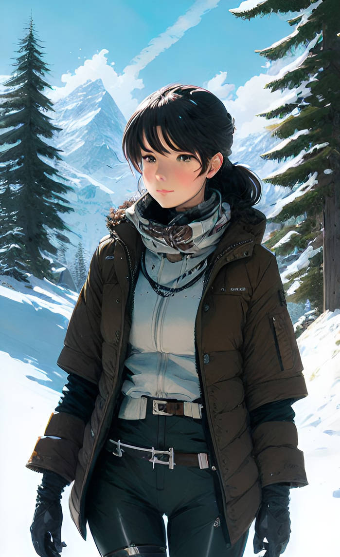 Anime girl in the snow by Taschentuch on DeviantArt