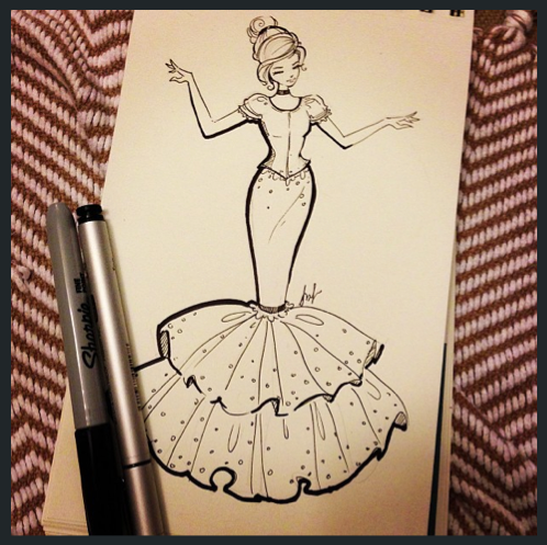 Cinderella fashion sketch