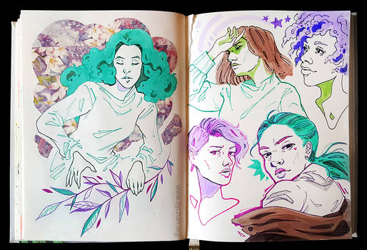 Sketchbook Page Serene Girls