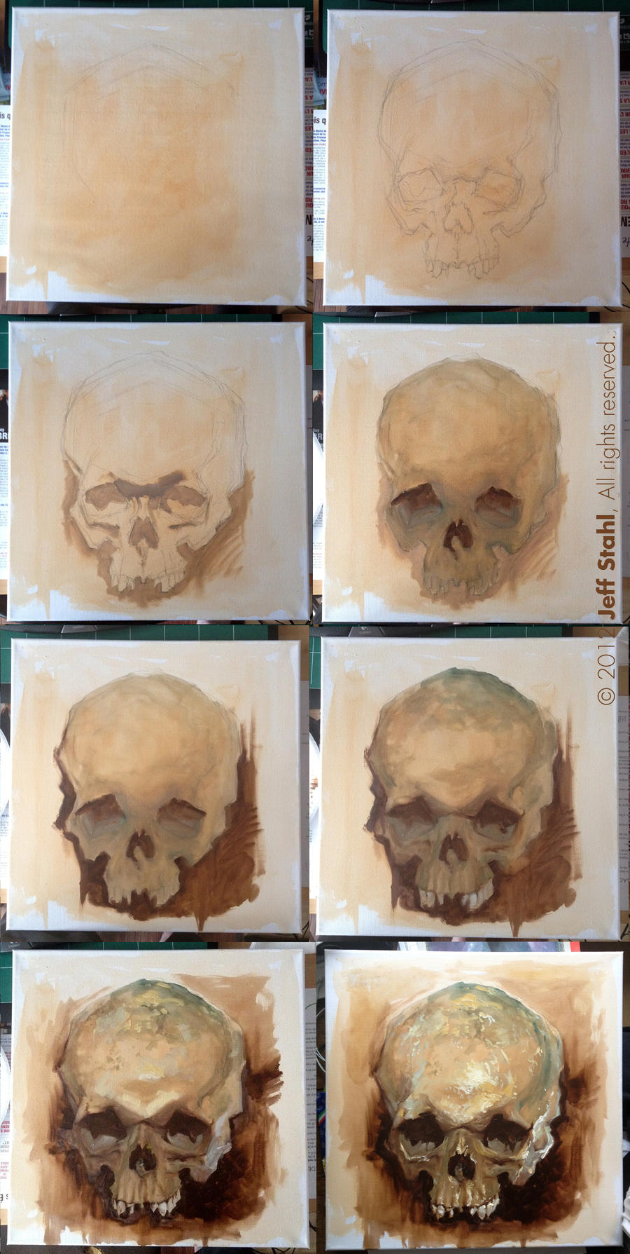 Skull study, step by step