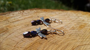 Soaring Purple Dragonflies - Beaded Earrings