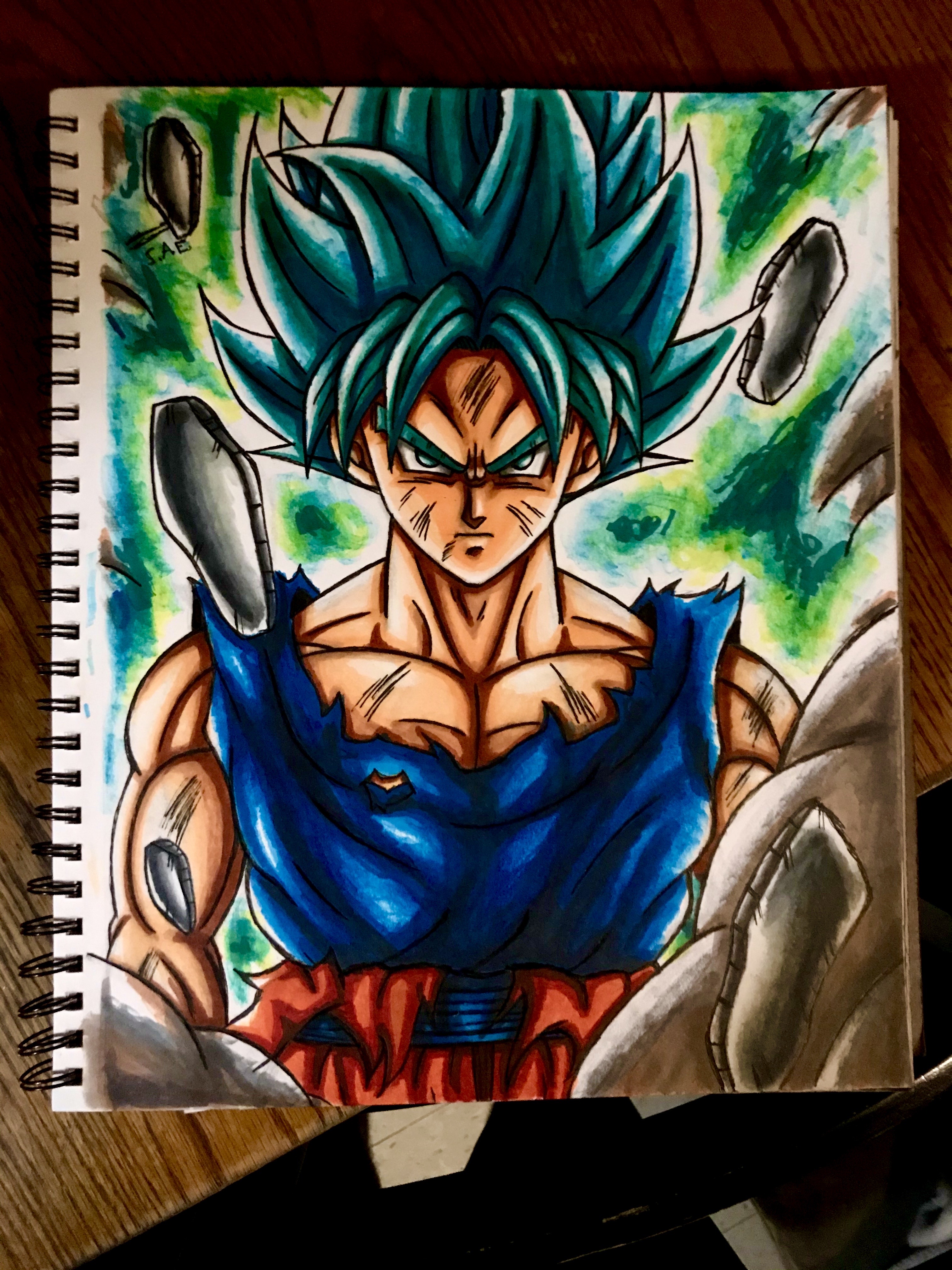 Drawing Goku Super Saiyan Blue Kaioken Times 100! 