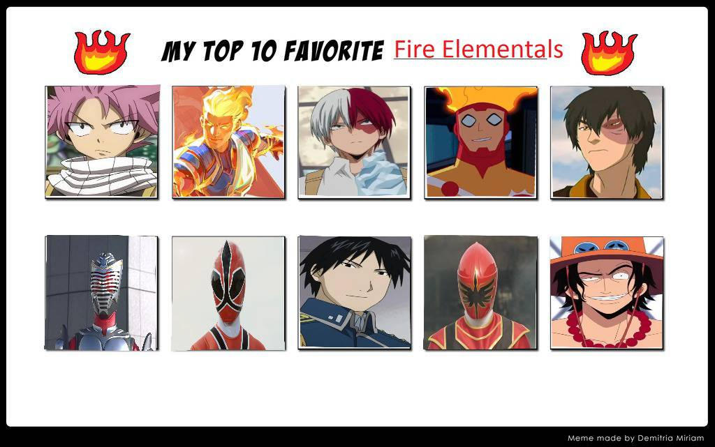 My To 10 Favorite Fire Element Users by Wmh1999 on DeviantArt