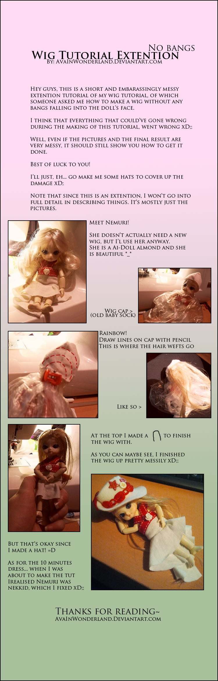 BJD Wig Tutorial Extention: No Bangs