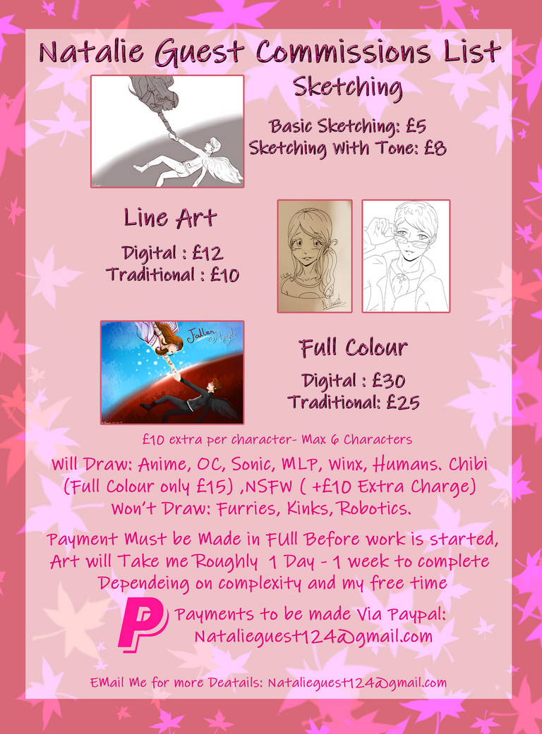 Commissions List by NatalieGuest Commissions List by NatalieGuest