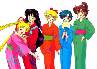 inner senshi in kimonos group art png edit