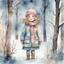 winter girl in a charming snow covered forest