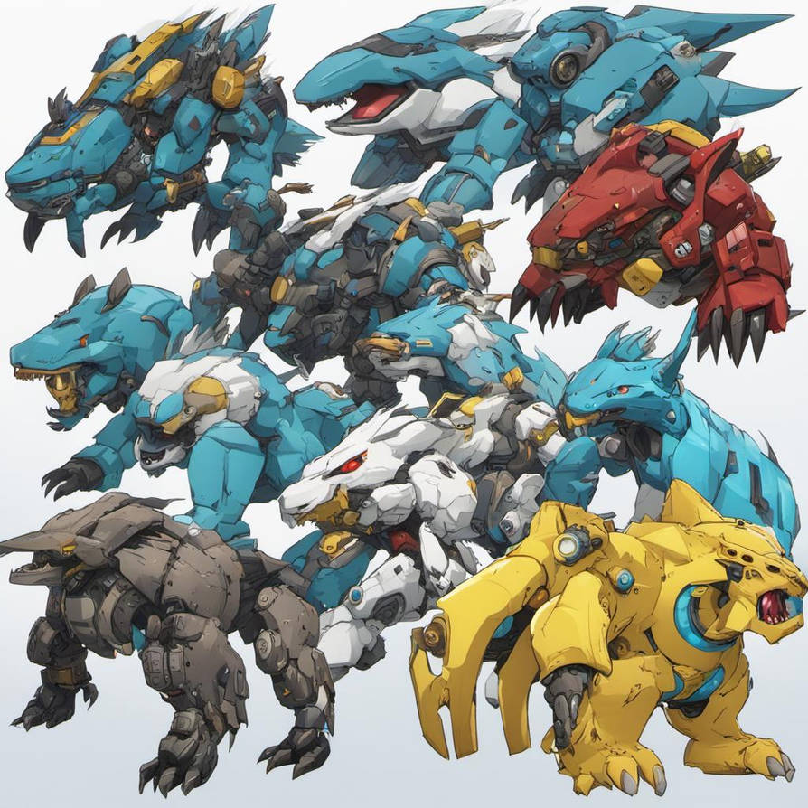 White Loin, Cyan Hydra, Yellow Rabbit, Rampage Bul by gikkgf on DeviantArt