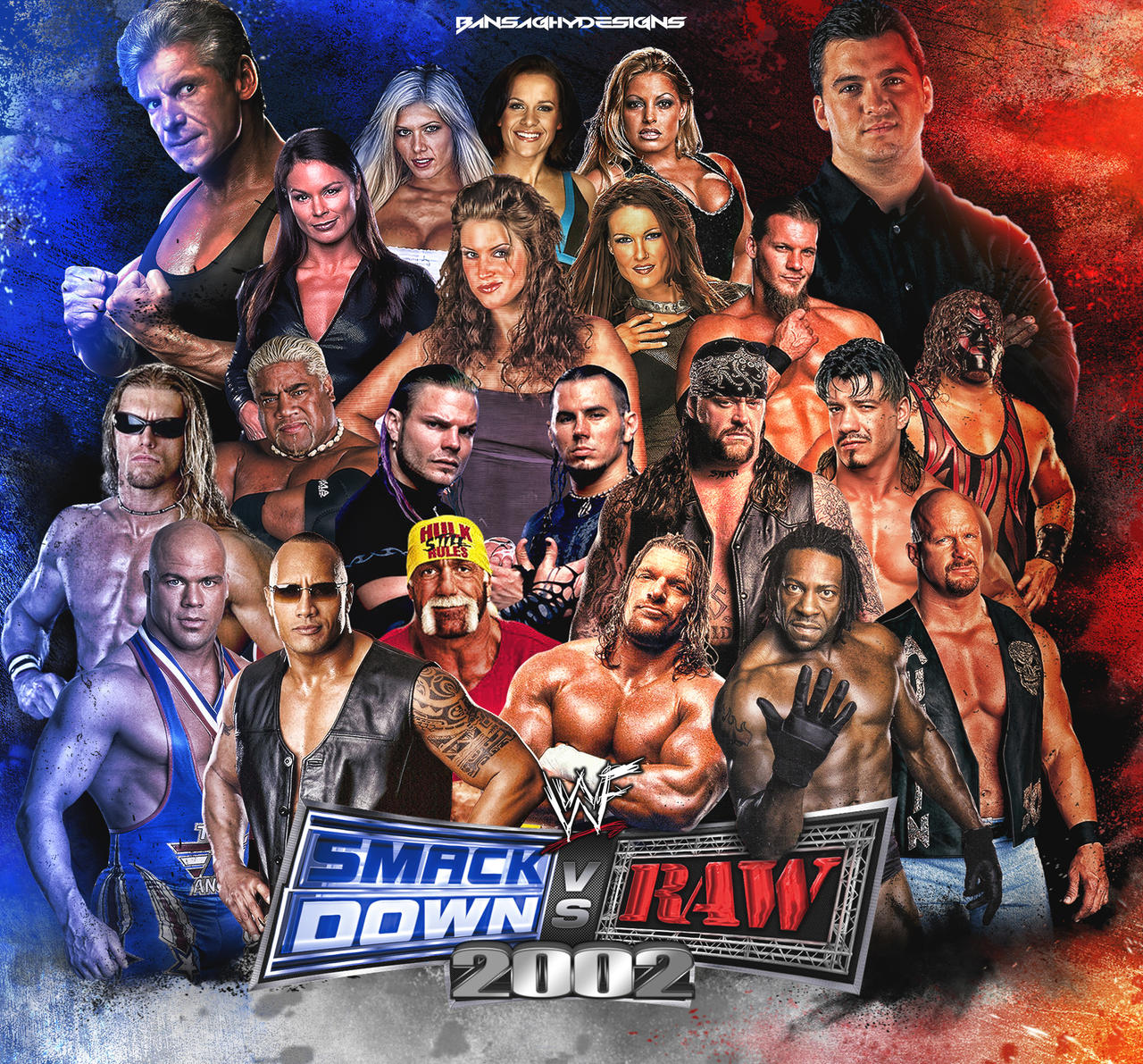 Wwe 2002 Roster WWF SmackDown Vs RAW 2002 Poster by BansaghyDesigns on DeviantArt