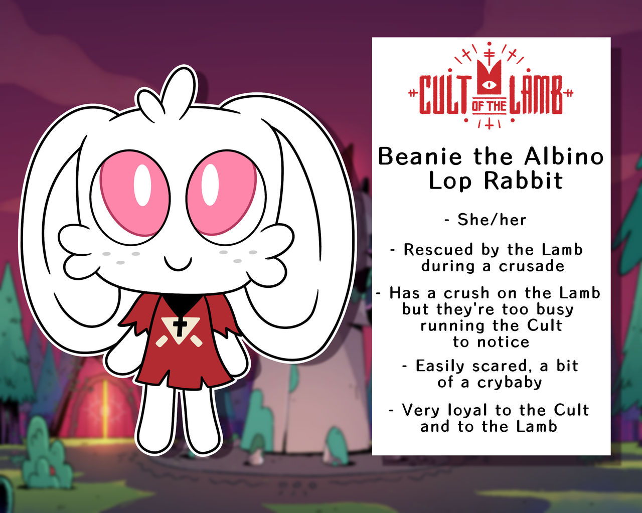 White Rabbit Oc ::Cult of the Lamb OC - Beanie:: by ToonyMeg on DeviantArt
