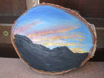 Sunset wood painting