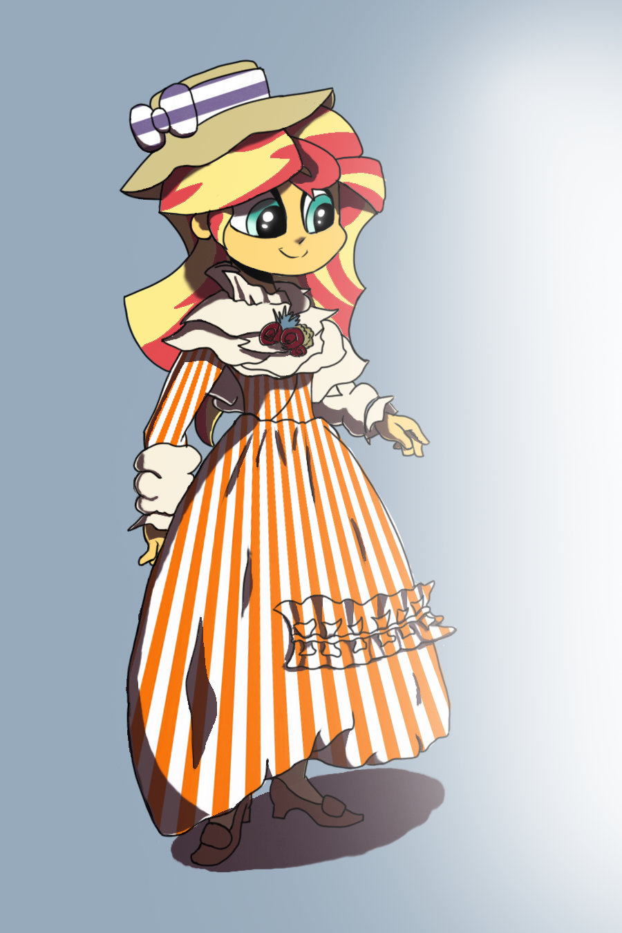 Sunset Shimmer in a Sunset Dress Basking in Sun