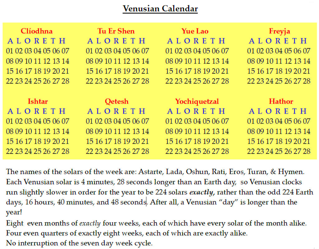 Venusian calendar by frenchfriar on DeviantArt