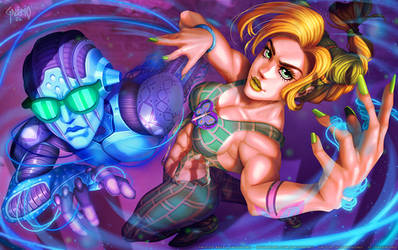 Jolyne and Stone Free - Fan Art by DasGnomo