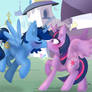 Blue thunder kissing twilight sparkle
