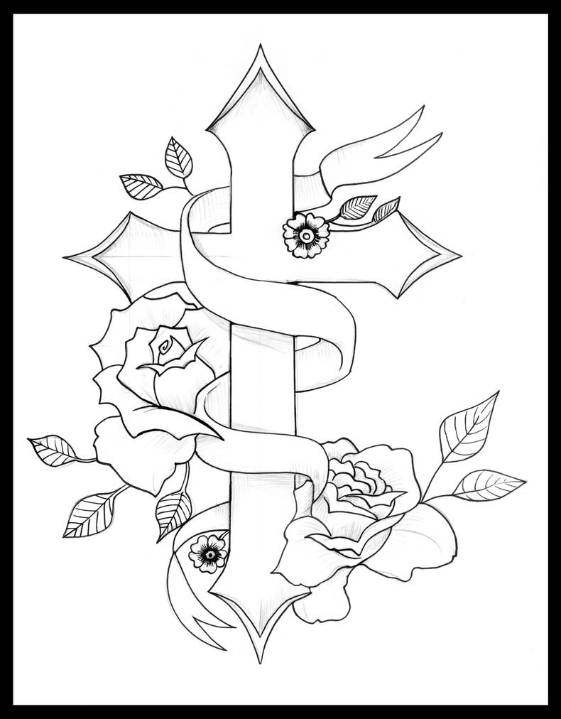 Cross Roses Tattoo Design by Liren on DeviantArt