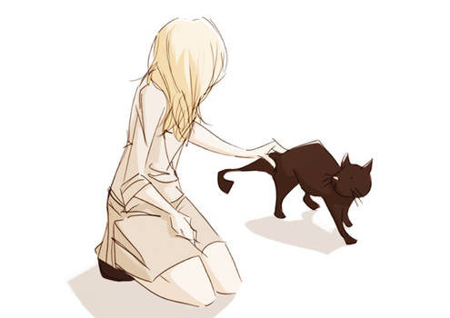 A girl and a cat