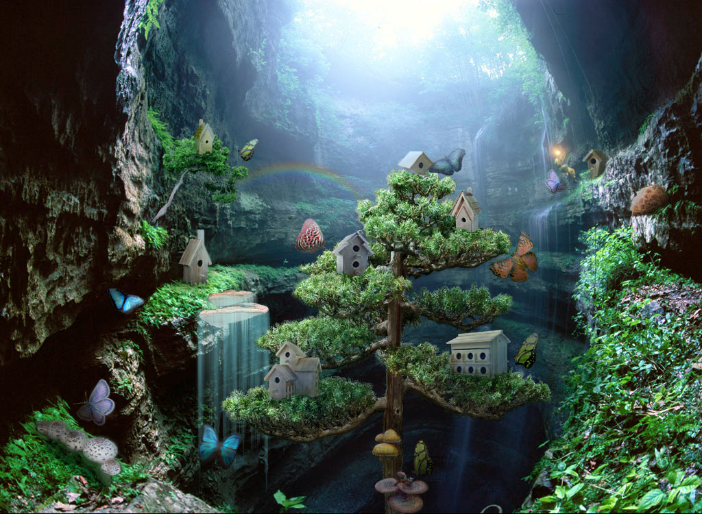 Tree in Cave Montage by appledaniels