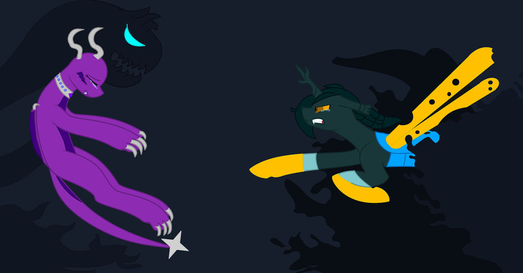 Merva trap in darkness with shadow creature by BluethornWolf