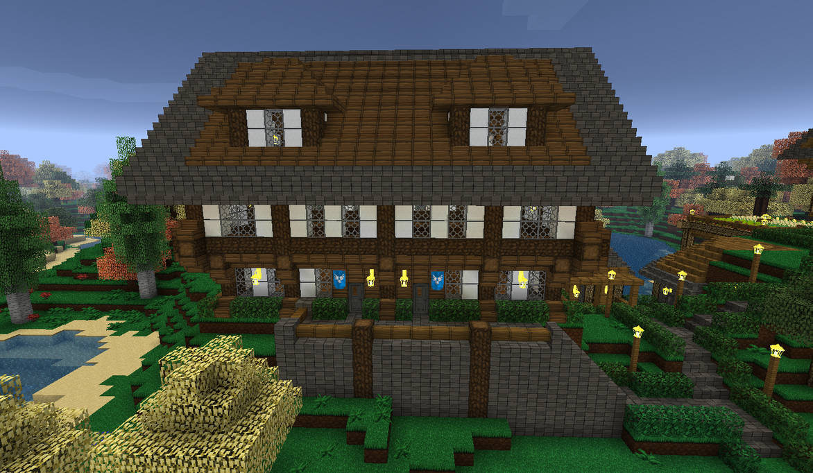 Minecraft - Lakeside Inn Front View by Shroomworks on DeviantArt
