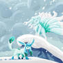Alolan Ninetales and Glaceon used Blizzard!