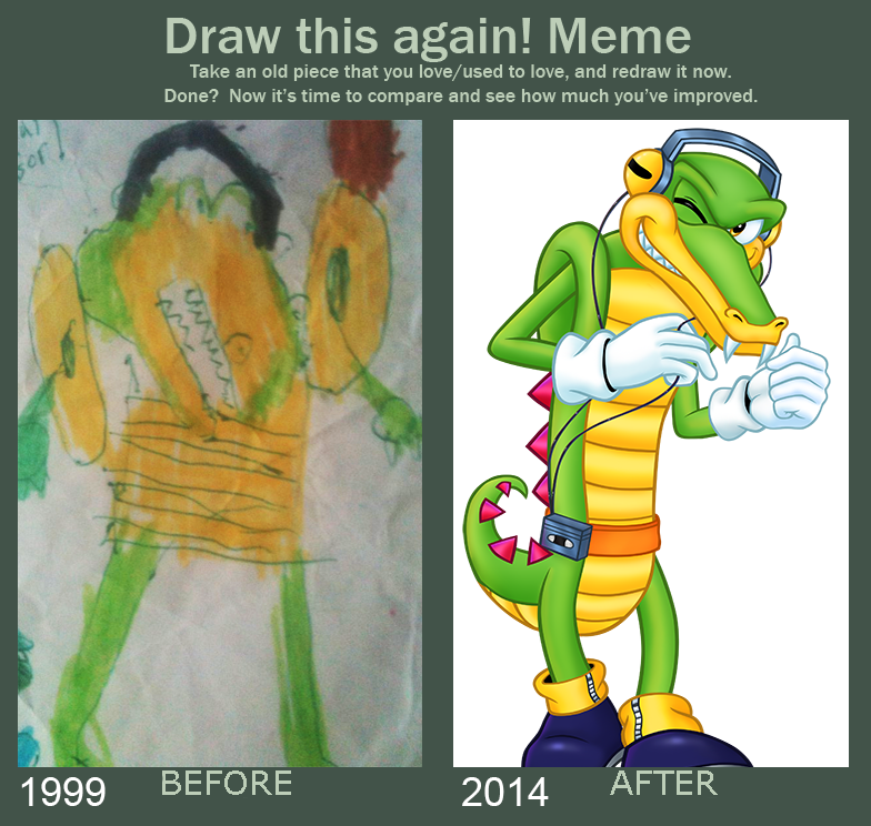 Draw this again meme: Vector the Crocodile