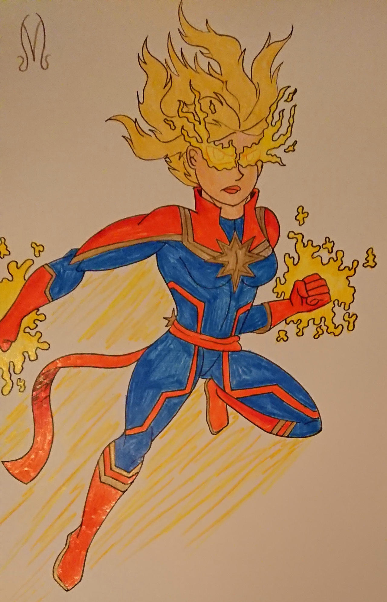 Captain Marvel Drawing by DNCSamsonART on DeviantArt