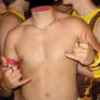 Shirtless boy at party