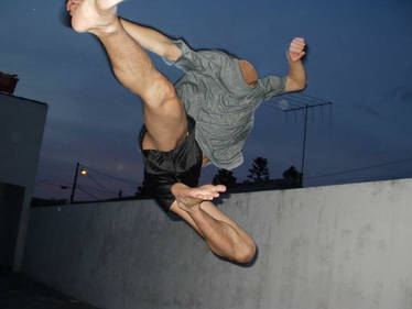 Flying jump kick