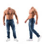 Headless man showing his muscled torso