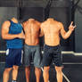 Headless muscled men after body training