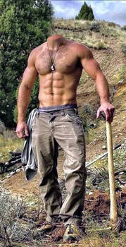 Rustic worker using his strong body