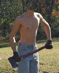 Worker guy with an axe