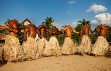 Ritual to join forces between headless male bodies