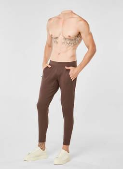 Shirtless man feels free without his head