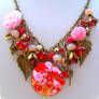 Polymer Clay Christmas Statement Necklace, Vintage