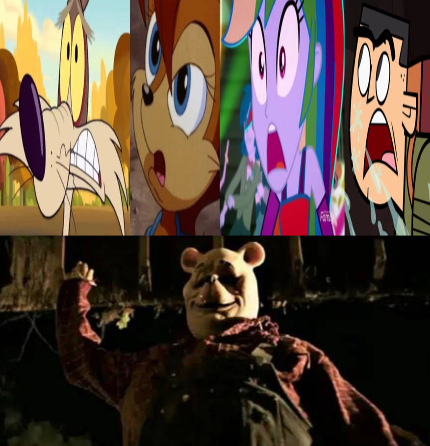 Pooh Rabbit Scared Team Wilally and RainBrick scared of Horror Pooh by RosyBunny1 on ...