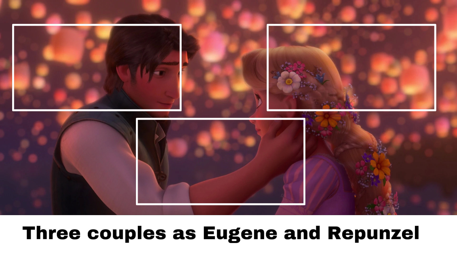 Three couples as Eugene and Repunzel by RosyBunny1 on DeviantArt