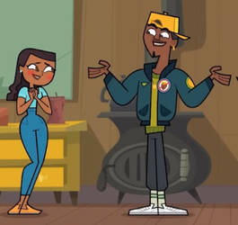 Priya blushing at Damien