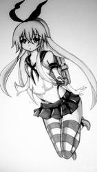 Kancolle - Shimakaze Artwork (monochrome)