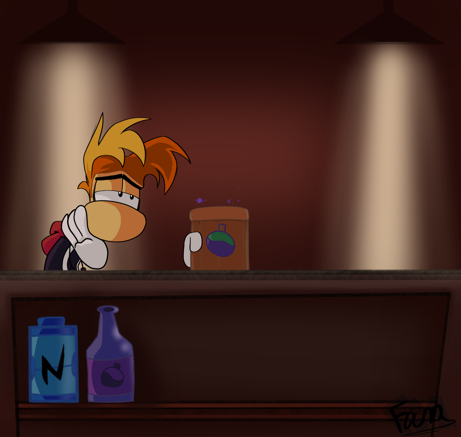 Rayman Sweating Rayman needs a drink. by FanaMationU on DeviantArt