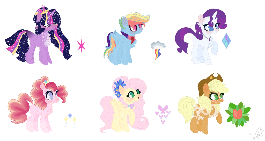 Mane 6 Redesigns by Zinzebar on DeviantArt